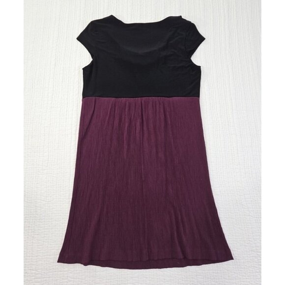 Tiana A Line Dress Women's 12 Stretch Black & Purple Stones Cap Sleeve EUC - Picture 7 of 11